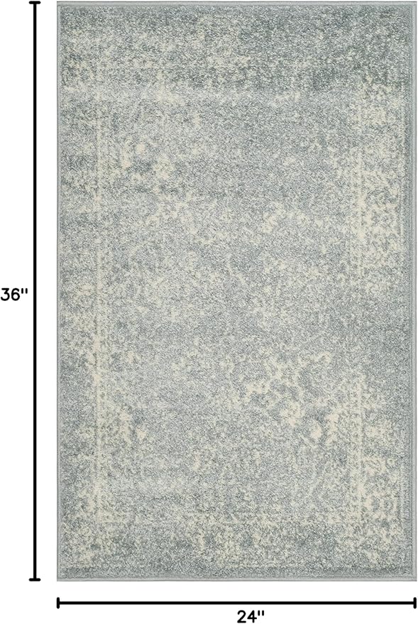 SAFAVIEH Adirondack Collection Accent Rug - 2' x 3', Slate & Ivory, Distressed Vintage Floral Design, Non-Shedding & Easy to Clean, Ideal for Front Door, Kitchen, Entryway, Foyer (ADR109T)
