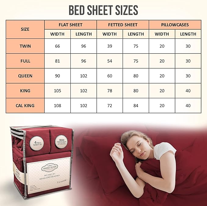 Queen Sheet Set - Luxury Hotel Bed Sheets - Soft Cooling Sheets with Elastic Corner Straps - Deep Pockets Microfiber Bedsheet - Bedding Sheet & Pillowcases - 4 PC (Queen Size, Burgundy)