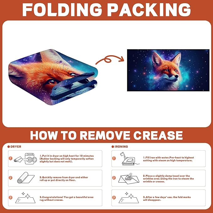 Galaxy Fox Rug 3D Cute Foxes Area Rugs for Bedroom Living Room Playroom Boys Kids Cartoon Colorful Carpet Glitter Stars Throw Rugs Floor Mat 79 in x 39 in