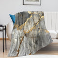 Modern Marble Blanket, Abstract Luxury Baroque Gold Grey Gradient Stone Veins Pattern Soft Warm Cozy Plush Flannel Covers for Livingroom Bedroom Couch Chair Camping Travel Home Decor Tapestry 50x60in