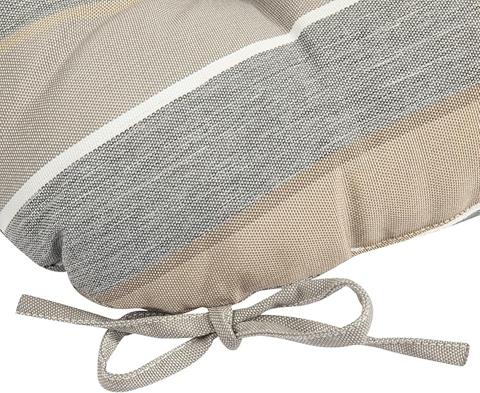 FUNHOME Outdoor Chair Cushions 19 x19 Inch,Water Resistant Tufted Seat Cushions 19",Reversible,Weather Resistant,Rounded Back Wicker Chair Cushion for Patio Garden Furniture(Gray Stripe)
