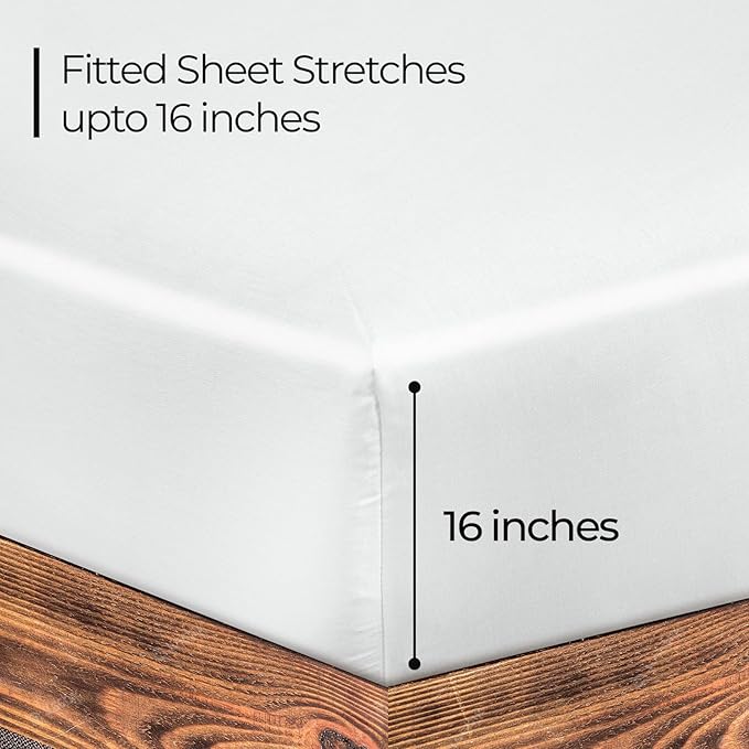 ROYALE LINENS 300 Thread Count 100% Long Staple Combed Cotton Fitted Sheet Twin XL - Super Soft Deep Pocket Bottom Sheet - Fitted Sheets Only - Elastic Sheets (Twin XL, White)
