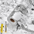 Drawer and Shelf Liner for Kitchen Cabinet: 12 in X 30 Ft Non Slip Waterproof Shelf Paper Non Adhesive Refrigerator Liners Grey and White Marble Easy Liners for Bathroom with Knife Tape Measure