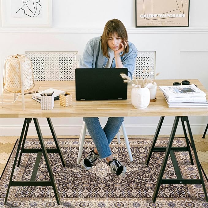 Office Chair Mat for Hardwood Floor, 48"x36" Easy Glide Computer Desk Mat Protector for Rolling Chair Under Desk Rug Nonslip Backing, Machine Wash (Modern)
