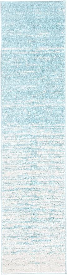 SAFAVIEH Adirondack Collection Runner Rug - 2'6" x 8', Aqua & Ivory, Modern Ombre Design, Non Shedding & Easy to Clean, Ideal for Hallway, Foyer, Kitchen, Entryway, Bedroom (ADR113J)