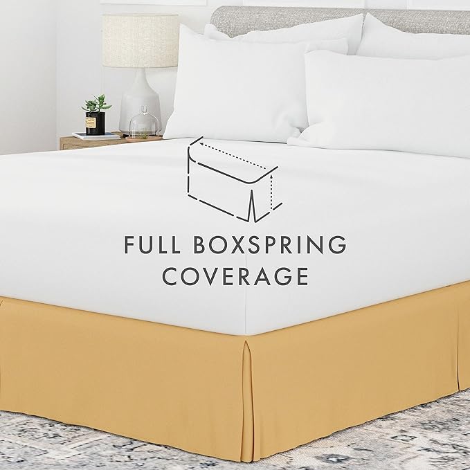 Linen Market Bed Skirt - Ultra Soft Microfiber - Easy Fit with 14 Inch Tailored Drop - Hotel Quality, Shrinkage & Fade Resistant - Bed Cover - Twin Bed Skirts - Bedroom Décor - (Twin, Gold)