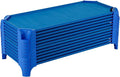 Sprogs Heavy-Duty Stackable 40"L Daycare Cots for Toddlers Ages 1 to 2, Stacking Preschool Classroom Toddler Cots for Sleeping, Resting, Naptime, Pack of 12, Blue