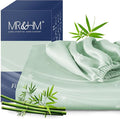 MR&HM Queen Fitted Sheet Only, Ultra-Soft Rayon Derived from Bamboo & Polyester Blend, Silky & Breathable, 15" Deep Pocket with Elastic Straps, Cooling Fitted Sheet for Hot Sleepers, Sage Green