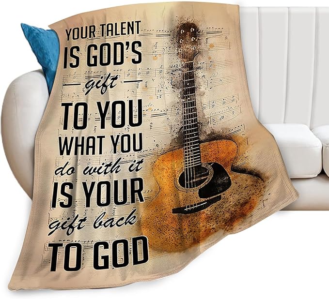 Guitar Music Blanket Guitar Gifts for Girls Women Men Music Throw Blanket Guitar Blanket for Kids Adults Soft Warm Cozy Fleece Blanket for Couch Sofa Bed 50"x60"