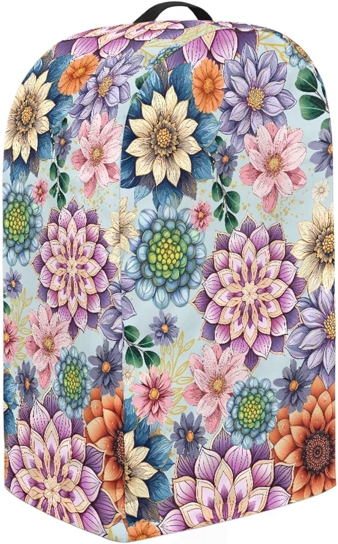 Boho Mandala Flower Blender Dust Cover with Drawstring Field Stand Mixer or Coffee Maker Cover Anti Fingerprint Polyester Appliance for Home Kitchen Decor