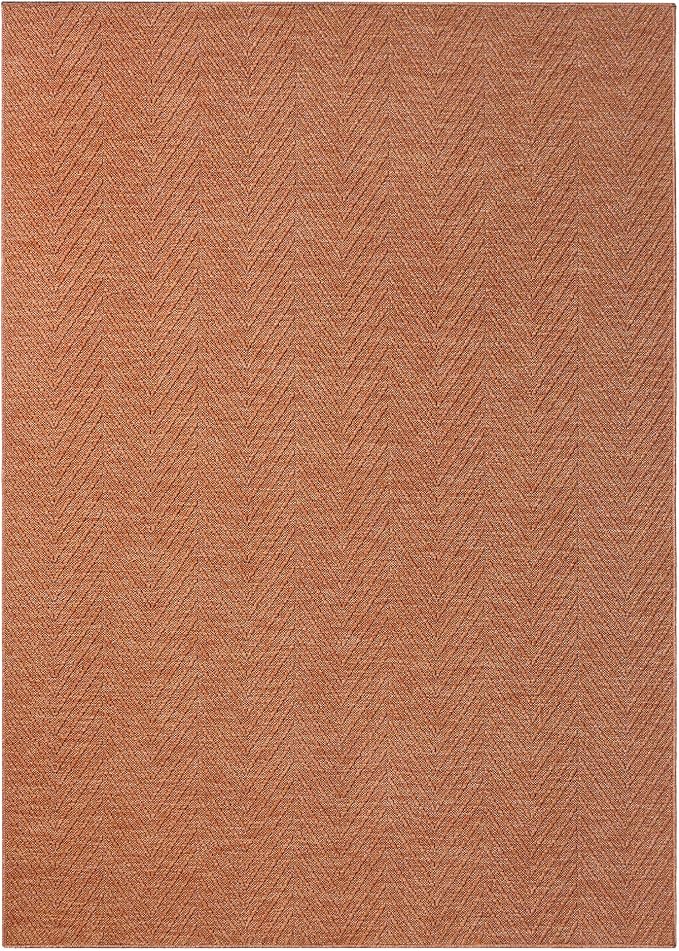 TOWN & COUNTRY BASICS Pax Herringbone Textured Solid Everwash® Washable Area Rug, Low Pile, Non-Slip Backing, Easy Clean Pet & Family Friendly Rug, Rust, 7'10"x10'2"
