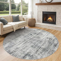 6ft Round Area Rug for Living Room: 6x6 Washable Neutral Abstract Modern Soft Rugs Non Slip Indoor Floor Stain Resistant Carpet for Bedroom Dining Room Office Nursery - Gray