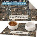 Drymate Personalized Pet Bowl Placemat, Custom Dog & Cat Food Feeding Mat - Absorbent Fabric, Waterproof Backing - Machine Washable/Durable (USA Made) (16" x 28") (Best Friend Brown)