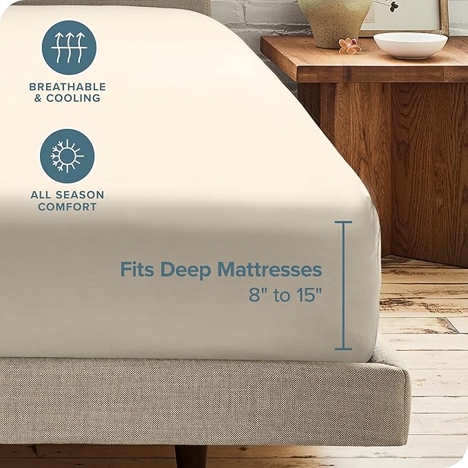 Bare Home 5-Pack Fitted Bottom Sheets Twin Extra Long - Premium 1800 Ultra-Soft Microfiber - Deep Pocket (Twin XL, Sand)