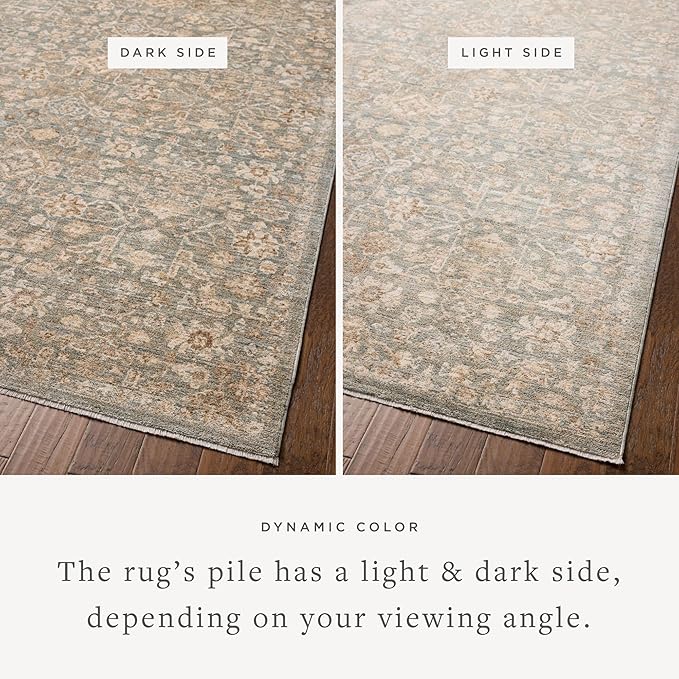 Loloi Chris Loves Julia Palma Collection PLM-05 Blue/Natural 2'-7" x 12'-0" Runner Rug Vintage Style Boho Living Room Bedroom Carpet