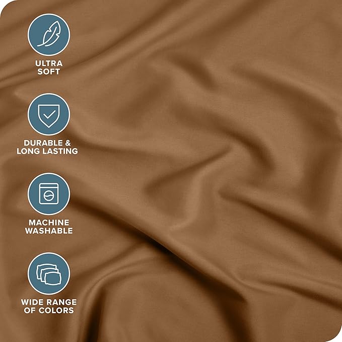 Fitted Bottom Sheet King Size - Premium 1800 Microfiber - Ultra-Soft Hotel Luxury - Deep Pocket - Durable and Long Lasting - Fitted Sheet (King, Caramel)