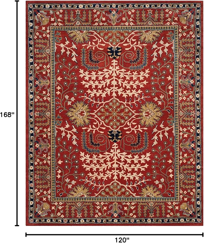 SAFAVIEH Antiquity Collection Area Rug - 10' x 14', Red & Multi, Handmade Traditional Oriental Wool, Ideal for High Traffic Areas in Living Room, Bedroom (AT64A)