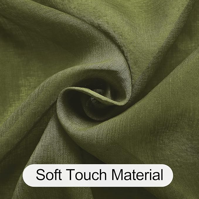 XWZO Sheer Curtains 95 Inches Long for Living Room with Tiebacks, Soft & Lightweight Grommet Voile Window Curtains for Bedroom, Kitchen, Basement, Olive Green, Set of 2 Panels, 52 x 95 Inches Long