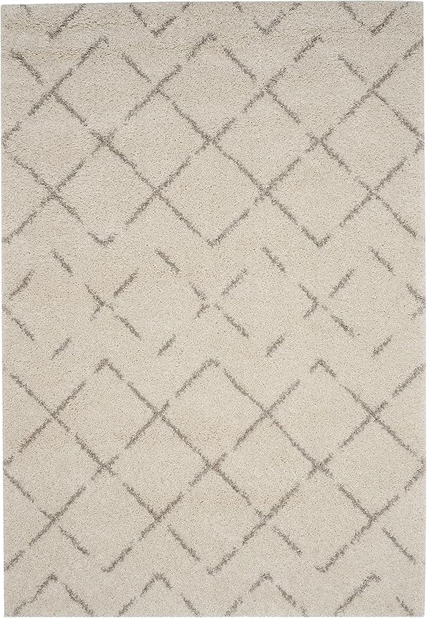SAFAVIEH Area Rug 4x6 - Arizona Shag Collection - Ivory & Beige, Moroccan Boho Design, Non-Shedding & Easy to Clean, Ideal for Living Room, Bedroom, Dining Space (ASG743A)