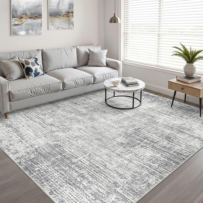 5x8 Area Rug Living Room: Washable Large Neutral Grey Rugs Abstract Soft Modern Stain Resistant Indoor Floor Non-Slip Carpet for Bedroom Nursery Kids Office Playroom Dining Room Under Table Home