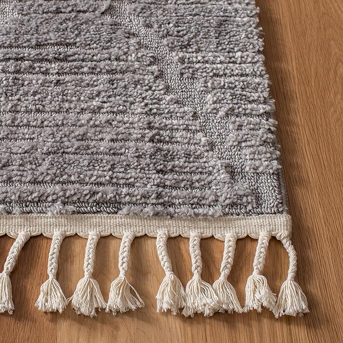 SAFAVIEH Marrakesh Collection Runner Rug - 2'2" x 6', Grey, Moroccan Boho Tribal Tassel Design, Non-Shedding & Easy Care, Ideal for High Traffic Areas in Living Room, Bedroom (MRK517F)