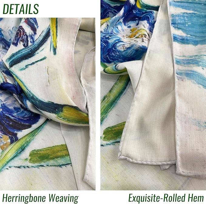 Artist Oil Painting Wraps 51"x51" Cashmere-Soft Art Pashmina Luxury Rolled Hem Women Large Travel Blanket Shawl