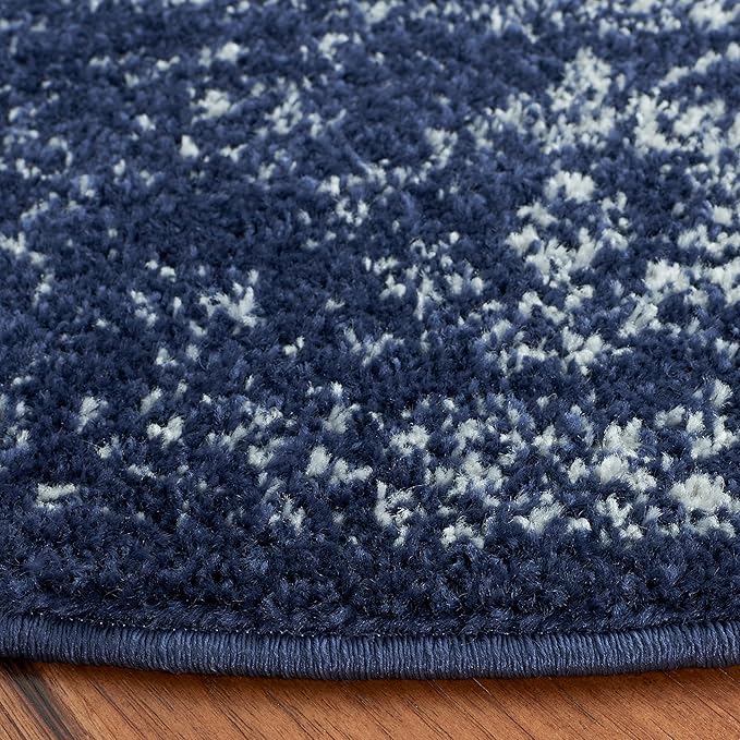 SAFAVIEH Adirondack Collection Area Rug - 4' Round, Navy & Ivory, Distressed Vintage Floral Design, Non-Shedding & Easy to Clean, Ideal for Living Room, Bedroom, Dining Space (ADR109N)