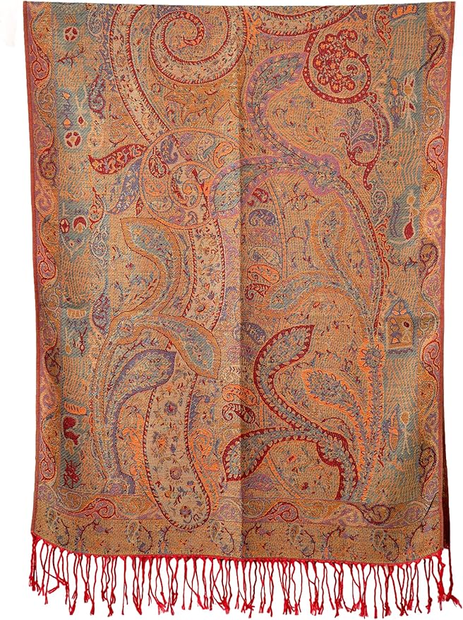 Achillea Big Paisley Pashmina Shawl Wrap for Women – Elegant Scarf for Weddings, Evening Dresses, Festivals & Daily Wear