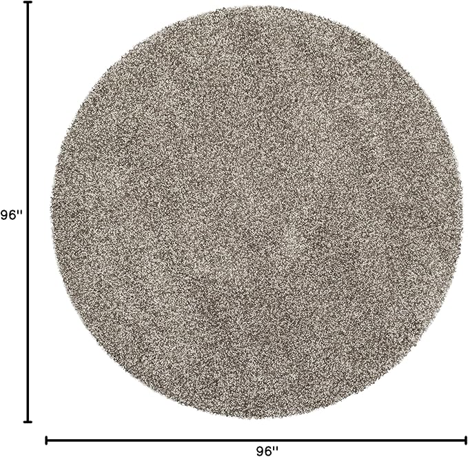 SAFAVIEH Milan Shag Collection 8' Round Grey SG180 Solid Non-Shedding Living Room Bedroom Dining Room Entryway Plush 2-inch Thick Area Rug