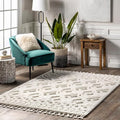nuLOOM Akia Lattice High/Low Tassel Area Rug, 9x12, Beige