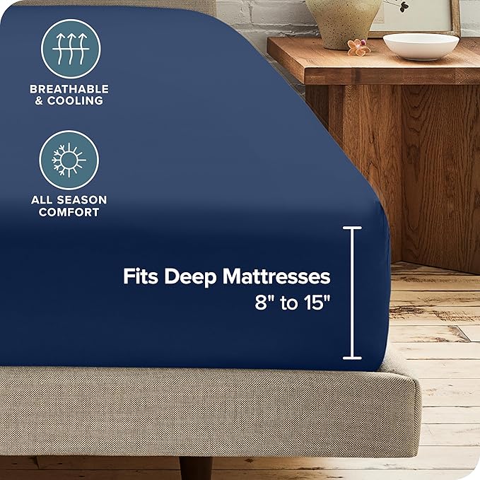 Bare Home 5-Pack Fitted Bottom Ultra-Soft Sheets Queen - Premium 1800 Ultra-Soft Microfiber - Deep Pocket (Queen, Dark Blue)
