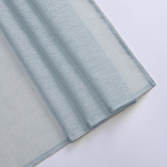 DONREN Sheer Scarf Curtain for Bedroom - Window Topper Valance Voile Panel Classic for Sons/Boys/Seniors Room (W34 x L144, 1 Pack, Dusty Blue)