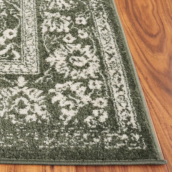 SAFAVIEH Adirondack Collection Runner Rug - 2'6" x 6', Dark Green & Ivory, Distressed Vintage Floral Design, Non-Shedding & Easy to Clean, Ideal for Hallway, Foyer, Entryway, Bedroom (ADR109Y)
