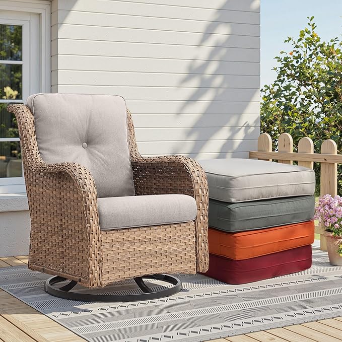Patio Cushions for Outdoor Furniture - 22" x 25" x 4" UV Resistant Thick Foam Cushions Water Resistant Replacement Cushion for Outdoor Patio Furniture Chair/Sofa/Couch | Beige | 5-Pack |