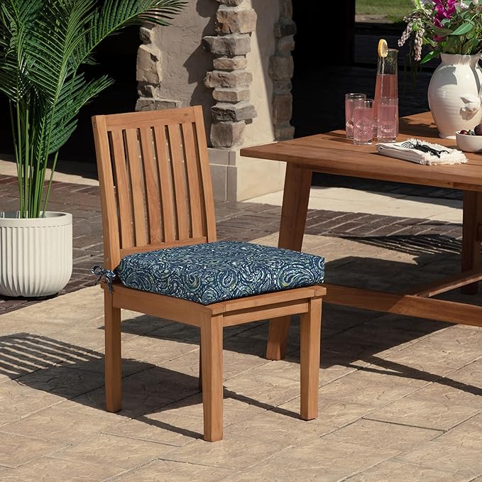 Arden Foam Outdoor Round Back Seat Cushion, 20 x 19, Made with ProFoam, Rain-Proof, Fade Resistant, Sapphire Blue Ridge Paisley
