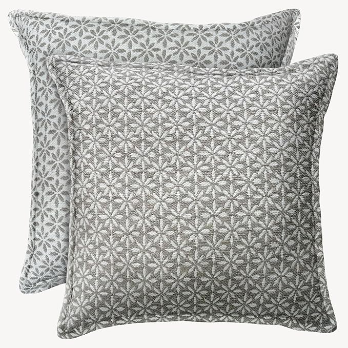 SanVia Tranquil Premium Cotton Throw Pillow Covers, 20 x 20 Inches, Luxurious Handwoven Reversible Couch Pillow Covers with Hidden Zipper, Elegant Home Décor, Insert Not Included