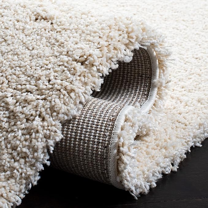 SAFAVIEH Milan Shag Collection Area Rug - 11' Square, Ivory, Solid Design, Non-Shedding & Easy Care, 2-inch Thick Ideal for High Traffic Areas in Living Room, Bedroom (SG180-1212)