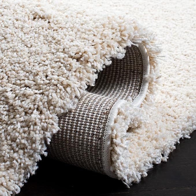SAFAVIEH Milan Shag Collection 4' Round Ivory SG180 Solid Non-Shedding Living Room Bedroom Dining Room Entryway Plush 2-inch Thick Area Rug