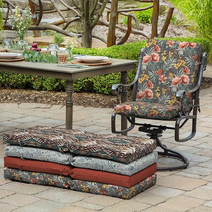 Arden Outdoor Dining Chair Cushion, 20 in x 20 in, Weather-Proof, Rain-Proof, Fade Resistant Patio Cushion for Patio, Dining, or Rocking Chairs 20 x 20, Phoebe Grey Floral