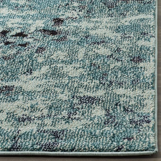 SAFAVIEH Monaco Collection Accent Rug - 4' x 5'7", Light Blue & Multi, Abstract Watercolor Design, Non-Shedding & Easy Care, Ideal for High Traffic Areas in Entryway, Living Room, Bedroom (MNC225J)