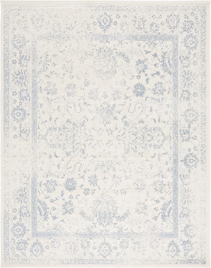 SAFAVIEH Area Rug 11x15 - Adirondack Collection - Large - Ivory & Slate, Distressed Vintage Floral Design, Non-Shedding & Easy to Clean, Ideal for Living Room, Bedroom, Dining Space (ADR109S)