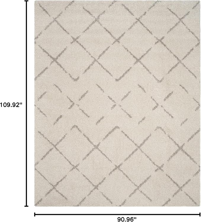 SAFAVIEH Arizona Shag Collection Area Rug - 6'7" x 9'2", Ivory & Beige, Moroccan Boho Design, Non-Shedding & Easy to Clean, Ideal for Living Room, Bedroom, Dining Space (ASG743A)