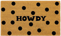 Coir Door Mats 17" X 30", Non-Slip Sturdy, PVC Backed Heavy Duty, Easy to Clean, Ideal for Door Entrance, Patio, Porch, Backyard, Garages, Howdy Black Circles