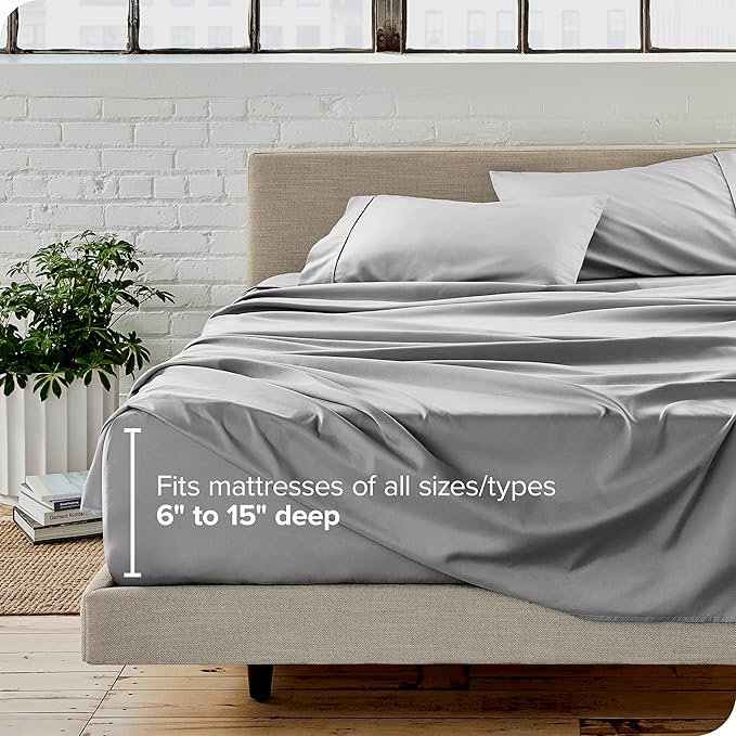 Bare Home California King Sheet Set - 1800 Ultra-Soft Microfiber Cal King Bed Sheets - Double Brushed - Deep Pockets - Easy Fit - 4 Piece Set - Bed Sheets (California King, Light Grey)
