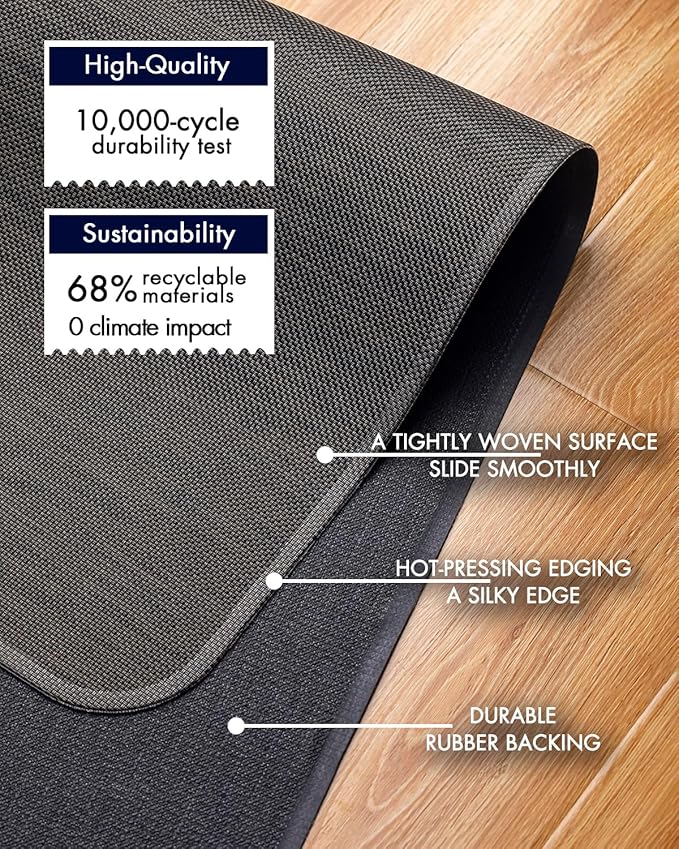 Office Chair Mat for Hardwood Floor Under Desk Computer Rolling Chair Mat for Wood/Tile Floor Non-Slip Heavy Duty Desk Rug PVC Plastic Hard Floor Protector 46"x 72" (Espresso)
