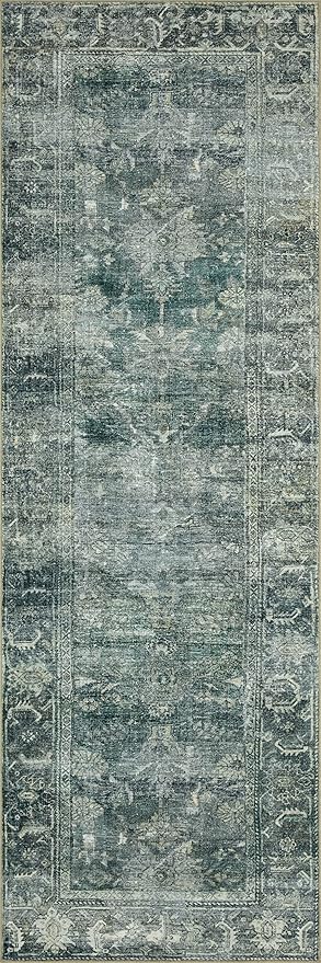 Loloi Magnolia Home by Joanna Gaines Banks Collection BAN-03 Blue/Lagoon 2'-6" x 7'-6", .13" Pile Height, Machine Washable, Runner Rug