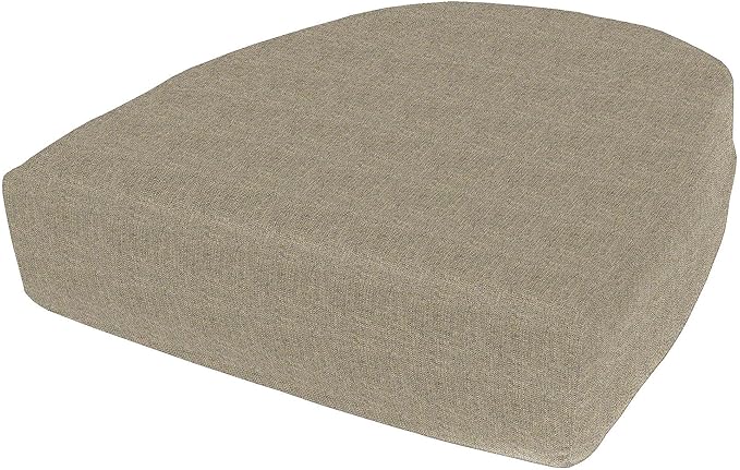 Cushion Source Rounded Back Seat Cushion, 19.5" x 20" x 5" deep Indoor and Outdoor Durable seat Cushion Made with Fade Resistant Sunbrella Fabric, Hidden Zipper, Sunbrella Linen Stone