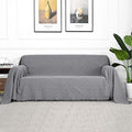 MYSKY HOME Couch Cover Sofa Covers for 2 Cushion Couch Sofa Protector Geometrical Couch Cover Living Room Sofa Throws Sofa Slipcovers for Pets, Kids(Large, 71" x 102", Grey)