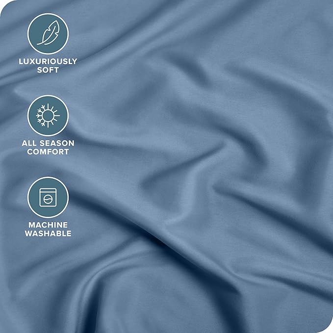 Bare Home Fitted Bottom Sheet Twin XL Size - Premium 1800 Microfiber - Ultra-Soft Hotel Luxury - Deep Pocket - Durable and Long Lasting (Twin XL, Coronet Blue)