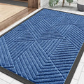 Smiry Front Door Mat Outside Entrance, Heavy Duty Sturdy Natural Rubber Doormat, Trap Dirt and Moisture, Easy Clean Low Profile Mats for Indoor Outdoor Entry, Irregular Triangle (36x24, Blue)